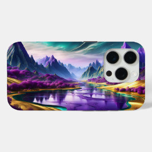 Glorious Purple and Gold Landscape iPhone 15 Pro Case