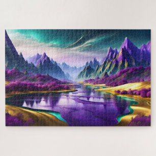 Glorious Purple and Gold Landscape Jigsaw Puzzle