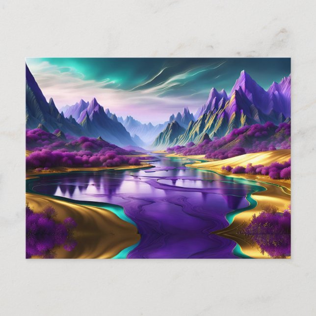 Glorious Purple and Gold Landscape Postcard (Front)