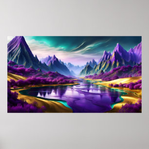 Glorious Purple and Gold Landscape Poster