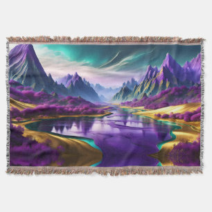 Glorious Purple and Gold Landscape Throw Blanket