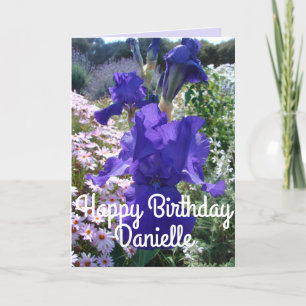 Glorious Purple Watercolor Iris Love Birthday Card