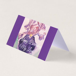 Glorious Purple Watercolor Iris Love Birthday Card