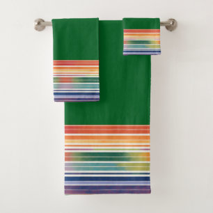 Glorious Rainbow Stripes Bath Towel Set