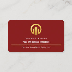 Glorious Red Minimalist Gold Line CEO Business Card