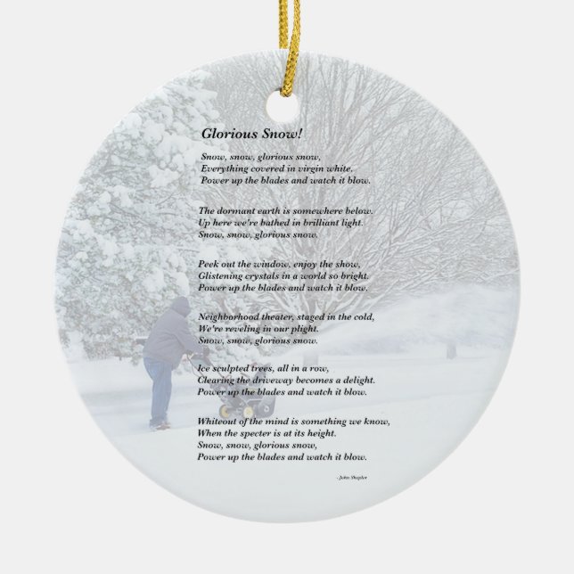 Glorious Snow Seasonal Poem Ceramic Ornament (Front)
