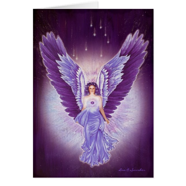 Glorious Violet Amethyst Angel Card (Front)