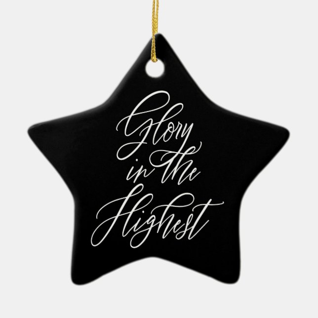 Glory in the Highest Religious Christmas Black Ceramic Ornament (Front)