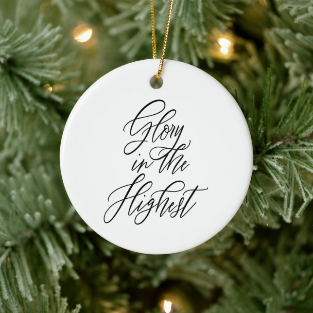 Glory in the Highest Religious Christmas Round Ceramic Ornament (Tree)