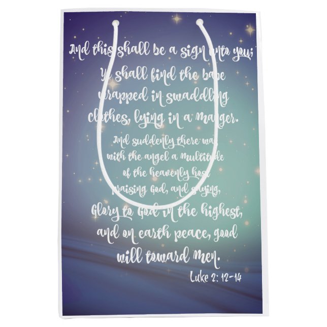 Glory to God Angel Verses Christmas Medium Gift Bag (Front)