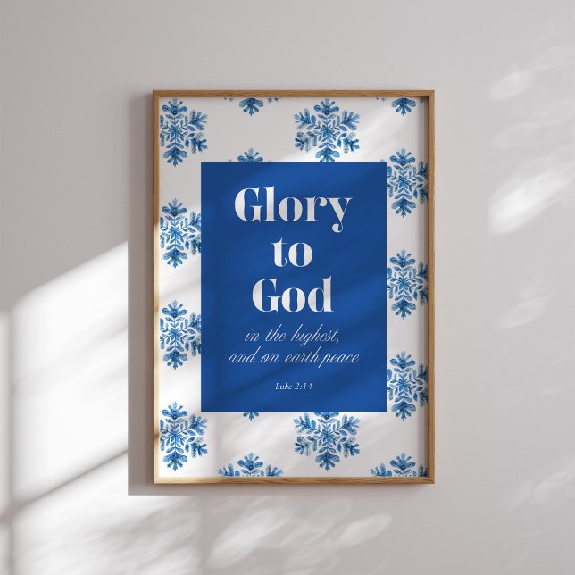 Glory to God Blue Snowflake Christmas Poster (Creator Uploaded)
