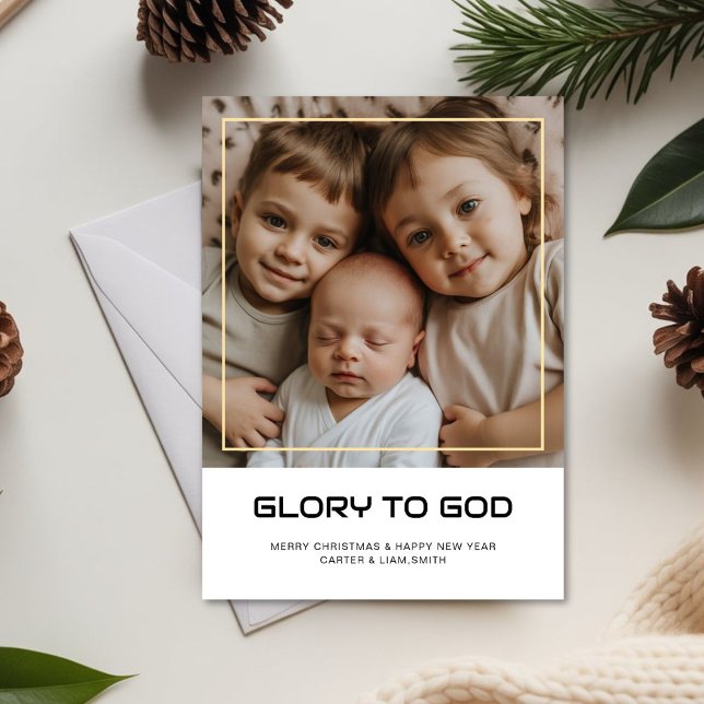 Glory to God Celebration Family Holiday Photo card (Creator Uploaded)