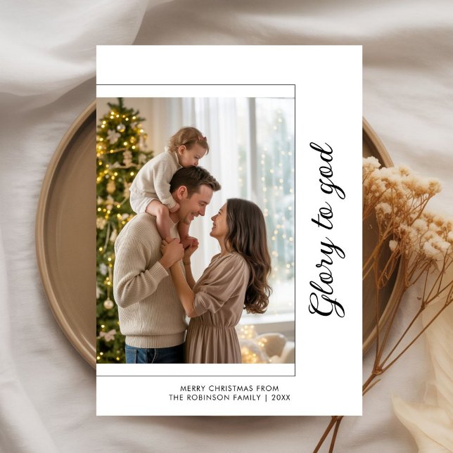 Glory to God Christian Family Christmas Photo Card (Creator Uploaded)
