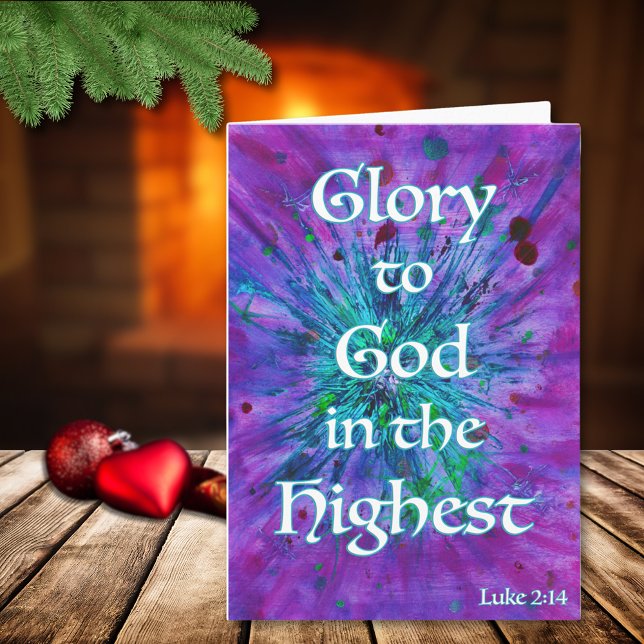 Glory to God Christmas Bible Quote Religious Card (Glory to god bible quote modern abstract art Christmas holiday folded card)