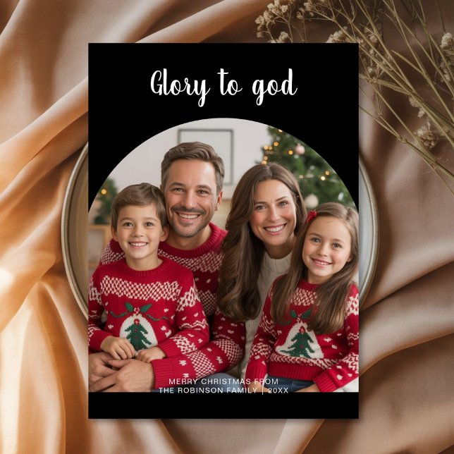 Glory to God Christmas family photo Holiday Card (Creator Uploaded)