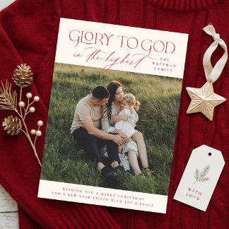 Glory to God Elegant Religious Christmas Photo Holiday Card