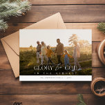 Glory To God Elegant Religious Photo Christmas Holiday Card<br><div class="desc">"Generations of Faith" showcases the reverence of time-honoured beliefs passed down through the ages. This design captures the tender moments shared amongst family members as they bask in the sunlit meadow, symbolising the light and warmth of their shared faith. The central sentiment, "Glory to God in the Highest, " is...</div>