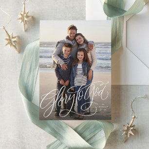Glory to God elegant religious photo Christmas Holiday Card
