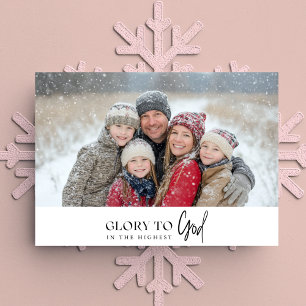 Glory To God Faith Based Holy Christmas Photo Red Holiday Card