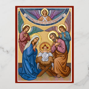 Glory to God Foil Holiday Postcard