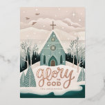 Glory to God | Gold Religious Christmas Church Foil Holiday Card<br><div class="desc">Send a message of faith and beauty this Christmas with my “Glory to God” card, featuring shimmering gold foil details and a serene snowy chapel. This religious holiday card captures the peaceful essence of a winter landscape with a spiritual touch. It’s perfect for Christian families looking to share heartfelt blessings...</div>
