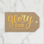 Glory to God | Gold Rustic Religious Christmas Gift Tags<br><div class="desc">Celebrate faith in style with this elegant “Glory to God” gift tag, featuring radiant gold foil lettering on a rustic kraft background. Perfect for Christian holiday packaging, Christmas presents, wedding favours, baptisms, church events, or religious celebrations. The warm gold and kraft combination adds a timeless, natural look that pairs beautifully...</div>