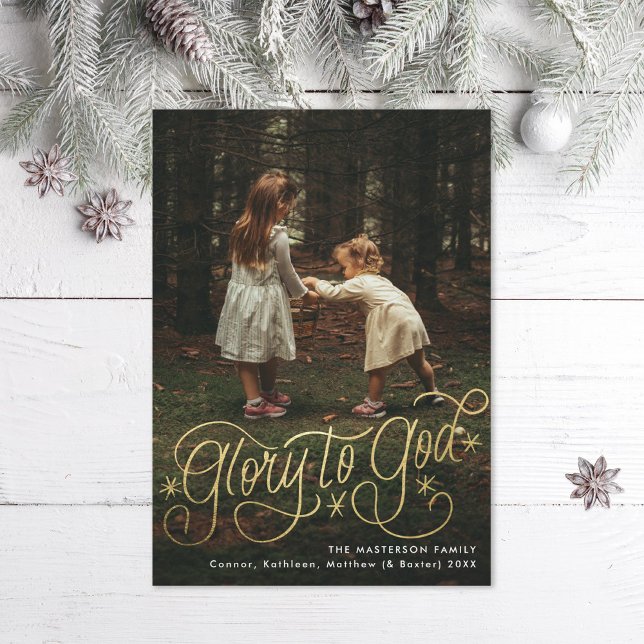 Glory to God Hand lettering Photo Holiday Card (Creator Uploaded)