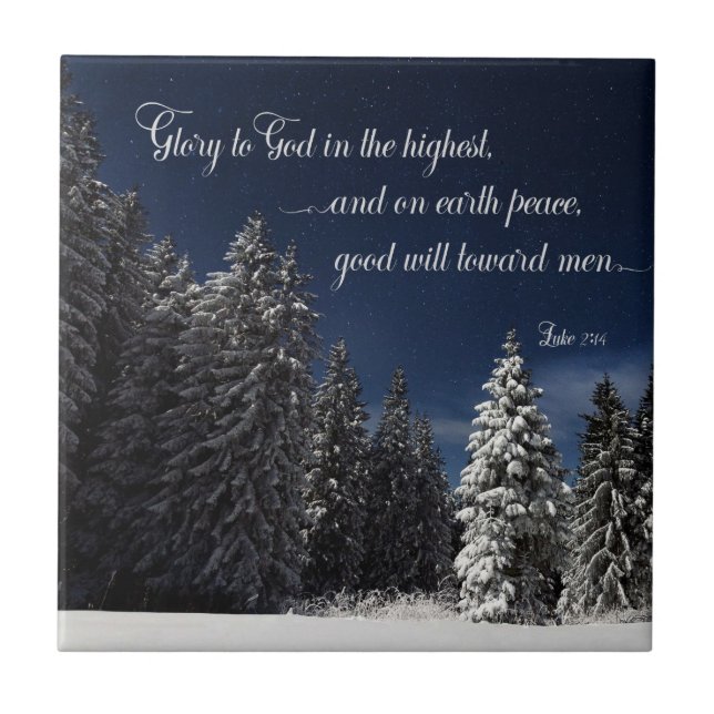 Glory to God - Luke 2:14 Ceramic Tile (Front)