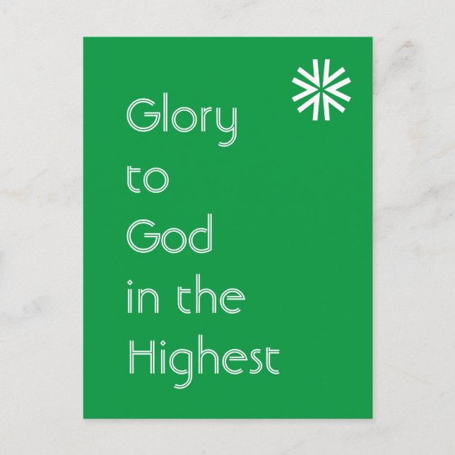 Glory to God - Luke 2:14 (KJV) - Green Holiday  Postcard (Front)