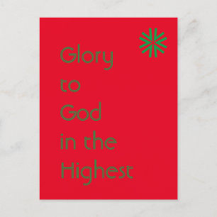 Glory to God - Luke 2:14 (KJV) - Red and Green Holiday Postcard