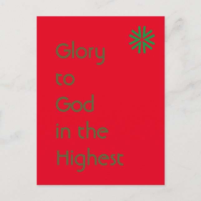 Glory to God - Luke 2:14 (KJV) - Red and Green Holiday Postcard (Front)