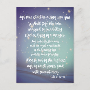 Glory to God Luke Bible Verses Christmas Postcard