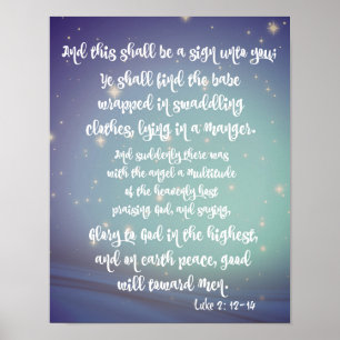 Glory to God Luke Bible Verses Christmas Poster