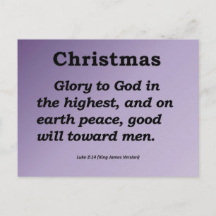 Glory to God on High Christmas Luke 2:14 Holiday Postcard