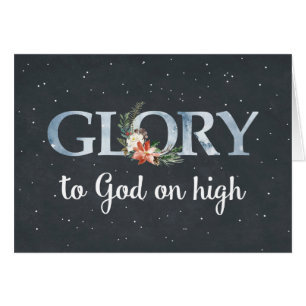 Glory to God on High Christmas Poinsettia on Black