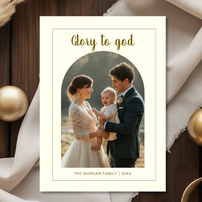 Glory to God Peace family photo christmas Card (Creator Uploaded)