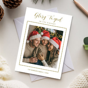 Glory to God Peaceful Family Christmas photo card