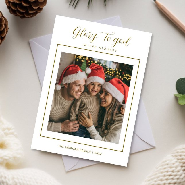Glory to God Peaceful Family Christmas photo card (Creator Uploaded)