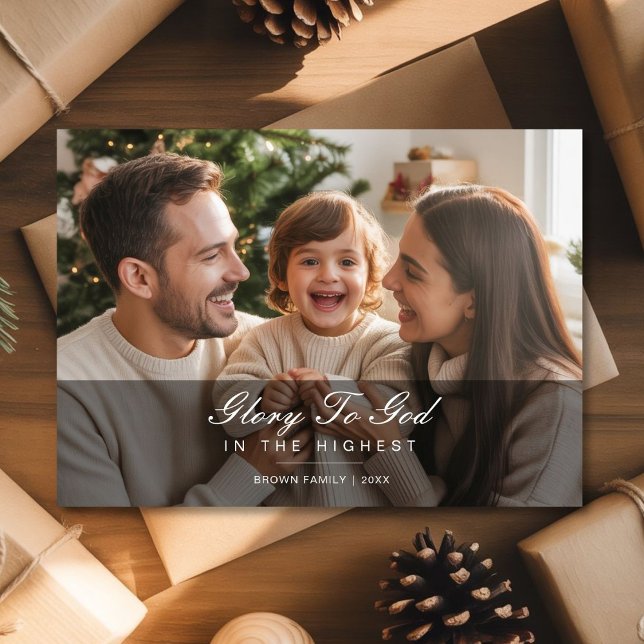 Glory to God Rejoice Family Christmas Photo card (Creator Uploaded)