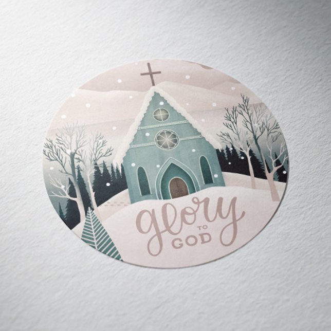 Glory to God | Religious Christmas Winter Church Classic Round Sticker (Creator Uploaded)