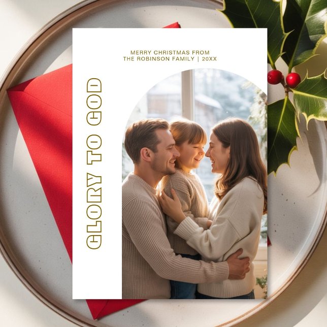 Glory to God Religious Family Holiday Photo Card (Creator Uploaded)