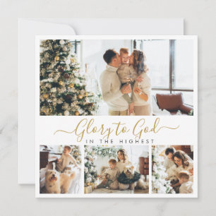 Glory to God Religious Photo Collage Christmas Holiday Card