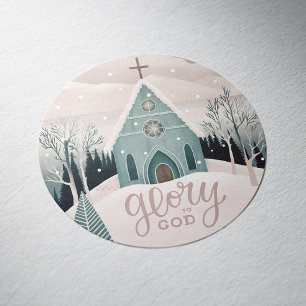 Glory to God. Winter church Religious Christmas Classic Round Sticker