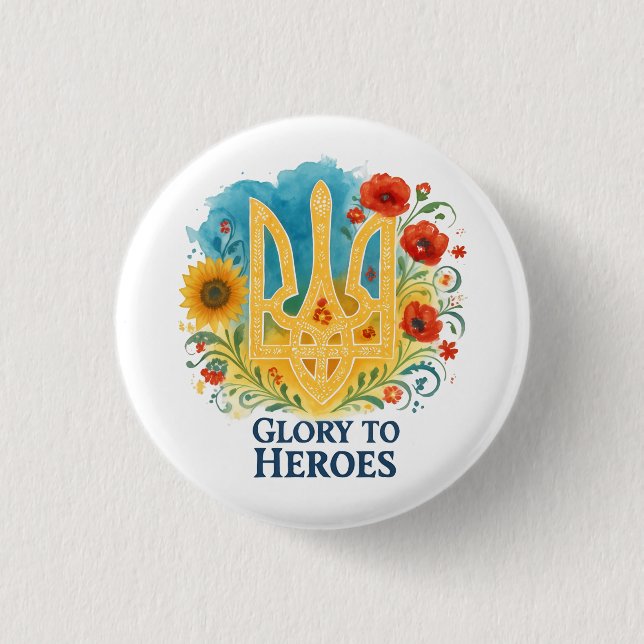 Glory to Heroes. Brave Ukrainian warriors. Support 3 Cm Round Badge (Front)