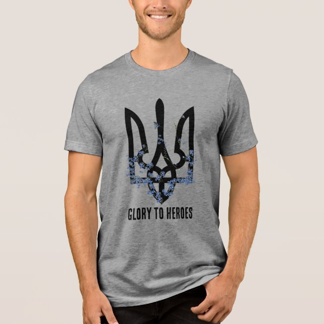 Glory to Heroes. UKRAINE. Trident. Tri-Blend Shirt (Front)