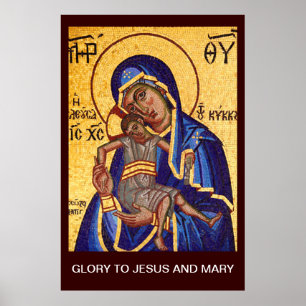 GLORY TO JESUS AND MARY POSTER