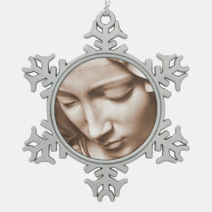 Glory To Jesus And Mary Snowflake Pewter Christmas Ornament