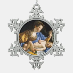 Glory To Jesus And Mary Snowflake Pewter Christmas Ornament