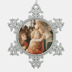 Glory To Jesus And Mary Snowflake Pewter Christmas Ornament