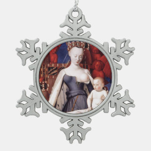 Glory To Jesus And Mary Snowflake Pewter Christmas Ornament